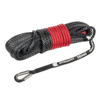 Синтетичний трос ORPRO Dyneema для лебідки 30м 10мм (чорний, без гака) TK0054 фото