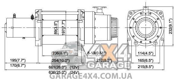 Лебідка для евакуатора, вантажівки, тягачі ComeUp DV-12 24В / 5400 кг 857228 фото
