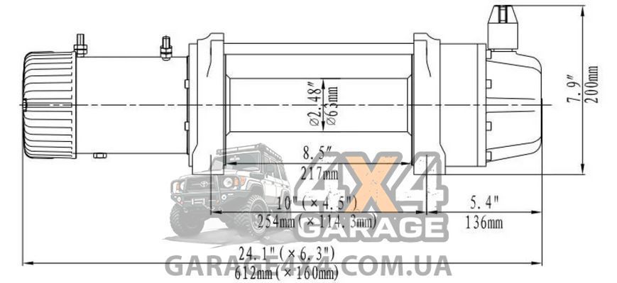 Вологозахищена швидкісна лебідка 12 Вольт Runva EWB-Q 9500lbs (Синтетичний трос / Комбінований розпуск) EWB9500-Q-SRMAC фото