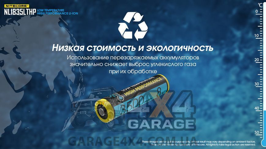 Аккумулятор литиевый Li-Ion 18650 Nitecore NL1835LTHP 3.6V (8А, 3500mAh, -40&deg;C), защищенный 6-1284_lt_hp фото