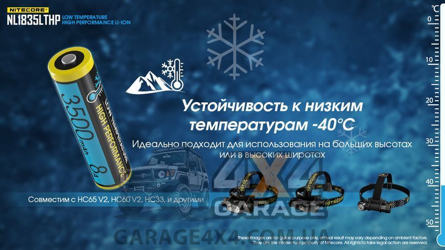 Аккумулятор литиевый Li-Ion 18650 Nitecore NL1835LTHP 3.6V (8А, 3500mAh, -40&deg;C), защищенный 6-1284_lt_hp фото