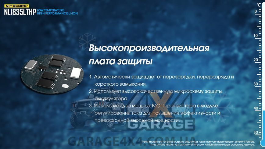 Аккумулятор литиевый Li-Ion 18650 Nitecore NL1835LTHP 3.6V (8А, 3500mAh, -40&deg;C), защищенный 6-1284_lt_hp фото