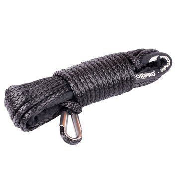 Синтетичний трос для лебідки Dyneema SK-78: комплект 25 метрів 12мм (чорний, без гака) TK0055 фото