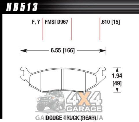 Задні гальмівні колодки HAWK LTS для Dodge Ram 1500 (2003-2021) HB513Y.610 фото