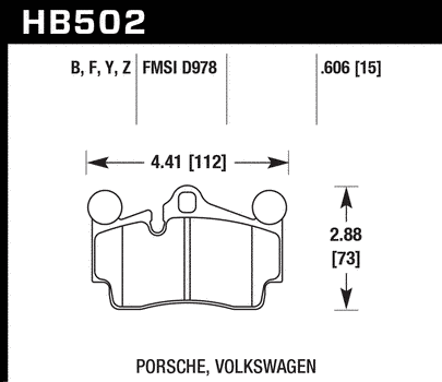 Задні керамічні гальмівні колодки HAWK Performance Ceramic для Porsche Cayenne (2003 - 2010) HB502Z.606 фото