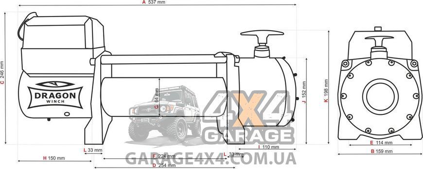 Автомобильная лебедка Dragon Winch Truck 14000HD (6350 кг / 12 Вольт) DWT14000HD фото