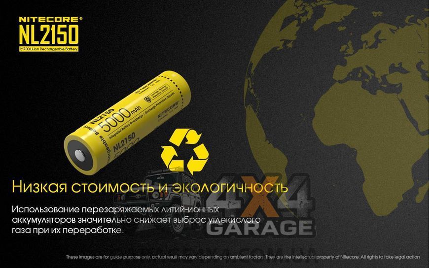 Аккумулятор литиевый Li-Ion 21700 Nitecore NL2150 3.6V (5000mAh), защищенный 1870748782 фото