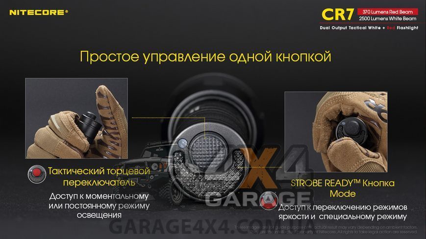 Фонарь Nitecore CR7 (4xCree XP-G3, 2500 люмен, 4xCREE XPE, 370 люмен, 9 режимов, 1x18650) 1870752206 фото
