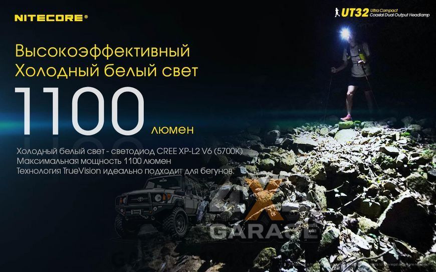 Фонарь налобный Nitecore UT32 (Cree XP-L, 1100 + 920 люмен, 12 режимов, 1х18650) 1870750138 фото