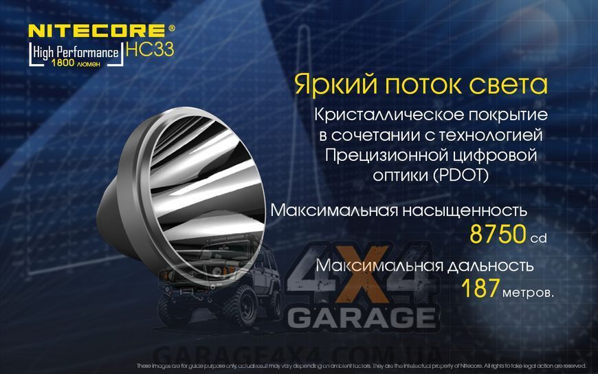3в1 - Сверхмощный налобный, ручной + кемпинговый фонарь Nitecore HC33 (Cree XHP35 HD, 1800 люмен, 8 режимов, 1870745698 фото