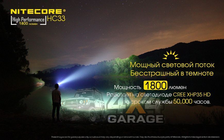 3в1 - Сверхмощный налобный, ручной + кемпинговый фонарь Nitecore HC33 (Cree XHP35 HD, 1800 люмен, 8 режимов, 1870745698 фото