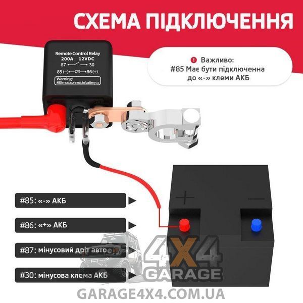 Реле дистанционного отключения АКБ 200А / 12В SR200-RC05 фото