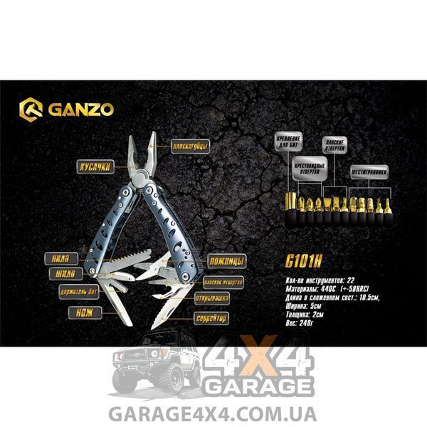 Багатофункціональний інструмент, мультитул Ganzo G101, сірий 1870743535 фото