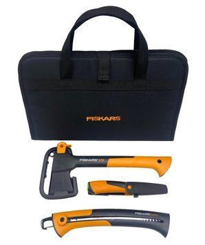 Подарочный набор Fiskars: топор S-X10, садова пила SW75, нож в чехле (2021281) 2021281 фото