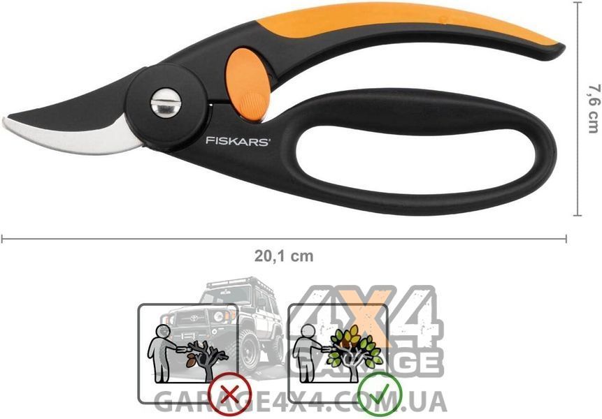 Плоскостной секатор Fiskars P44 с петлей для пальцев (1001534) 1001534 фото