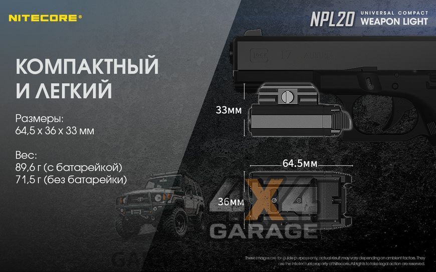 Фонарь Nitecore NPL20 (Cree XP-G2 S3, 335 люмен, 3 режима, 1хCR123A) 6-1289-20 фото