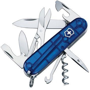 Ніж складаний, мультитул Victorinox Climber (91 мм, 14 функцій), синій прозр. 1.3703.Т2 1870744649 фото