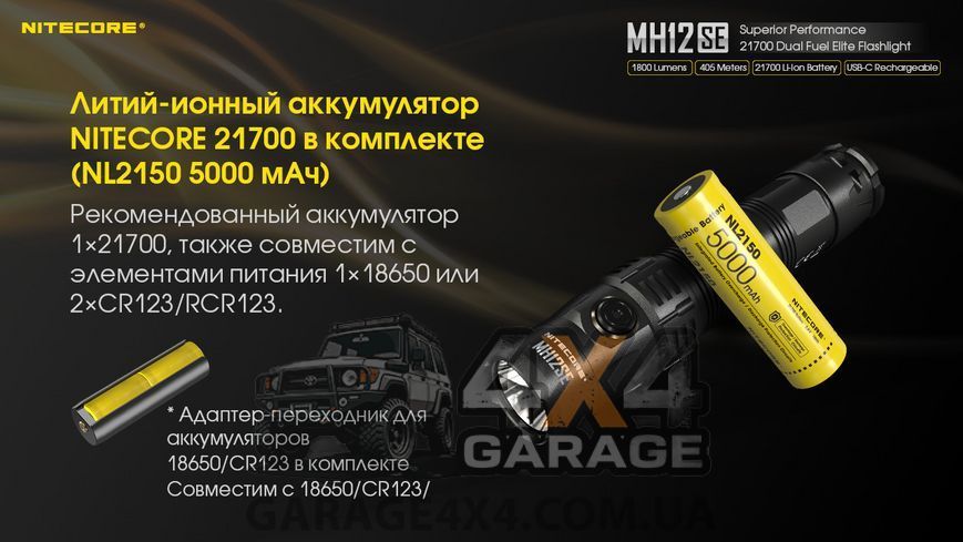 Фонарь Nitecore MH12SE (SFT-40-W LED, 1800 люмен, 8 режимов, 1х21700) 1870752212 фото