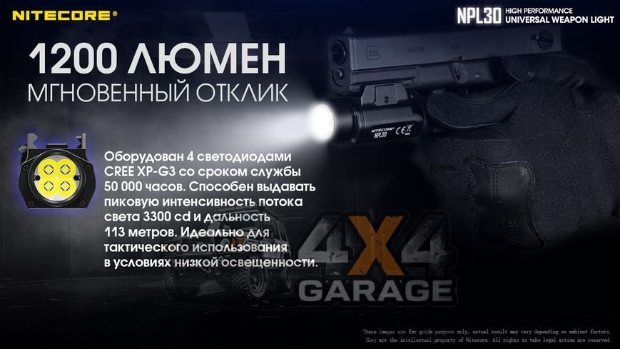 Фонарь Nitecore NPL30 (Cree XP-G2 S3, 385 люмен, 1 режим, 1хCR123A) 6-1289-30 фото