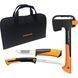 Подарунковий набір Fiskars: туристична топірка X7 + складана пилка SW75 + ніж у чохлі (2021273) 2021273 фото 2