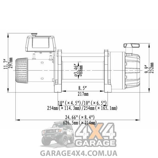 Вологозахищена лебідка 24V Runva EWB 20000lbs (Сталевий трос) EWB20000U-24V фото