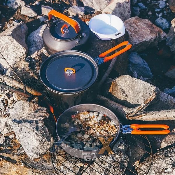 Набір туристичного посуду Fire-Maple FEAST 2: каструля, чайник, сковорідка та посуд FEAST2orange фото