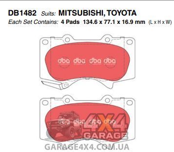 Передние тормозные колодки DBA Street Performance 1482SP для Toyota Tacoma (2005 - 2016) 1482SP фото