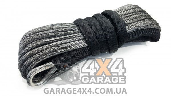 Синтетичний (кевларовий) трос Dyneema SK-78 12мм зі знімним гаком: готовий комплект 25 метрів (Чорний) TK0057 фото
