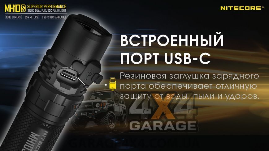 Фонарь Nitecore MH10S (Luminus SST-40-W, 1800 люмен, 8 режимов, 1х21700, 1х18650, USB Type-C), комплект 1870750990 фото