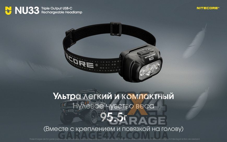 Ліхтар налобний Nitecore NU33 limited edition (700 люменів, 9 режимів, USB-C) 6-1483_limit фото