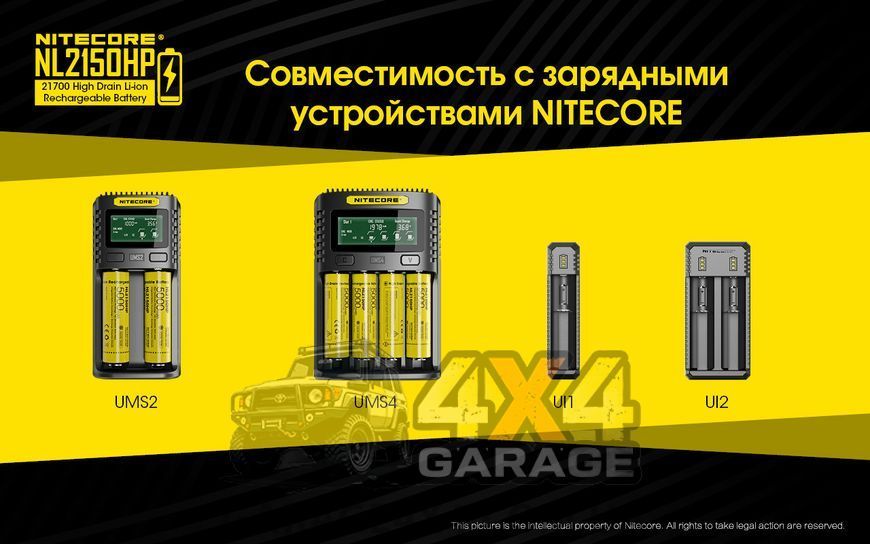 Аккумулятор литиевый Li-Ion 21700 Nitecore NL2150HP 3.6V (5000mAh), защищенный 1870750217 фото